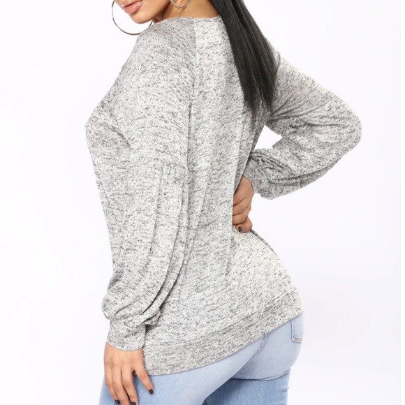 Fashion Nova Still Stuck On You Long Sleeve Top - Heather Grey - Picture 4 of 7